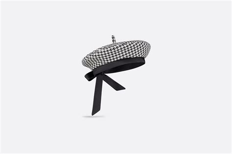 dior houndstooth beret|Dior Arty Houndstooth Beret with Bow Black and White Wool.